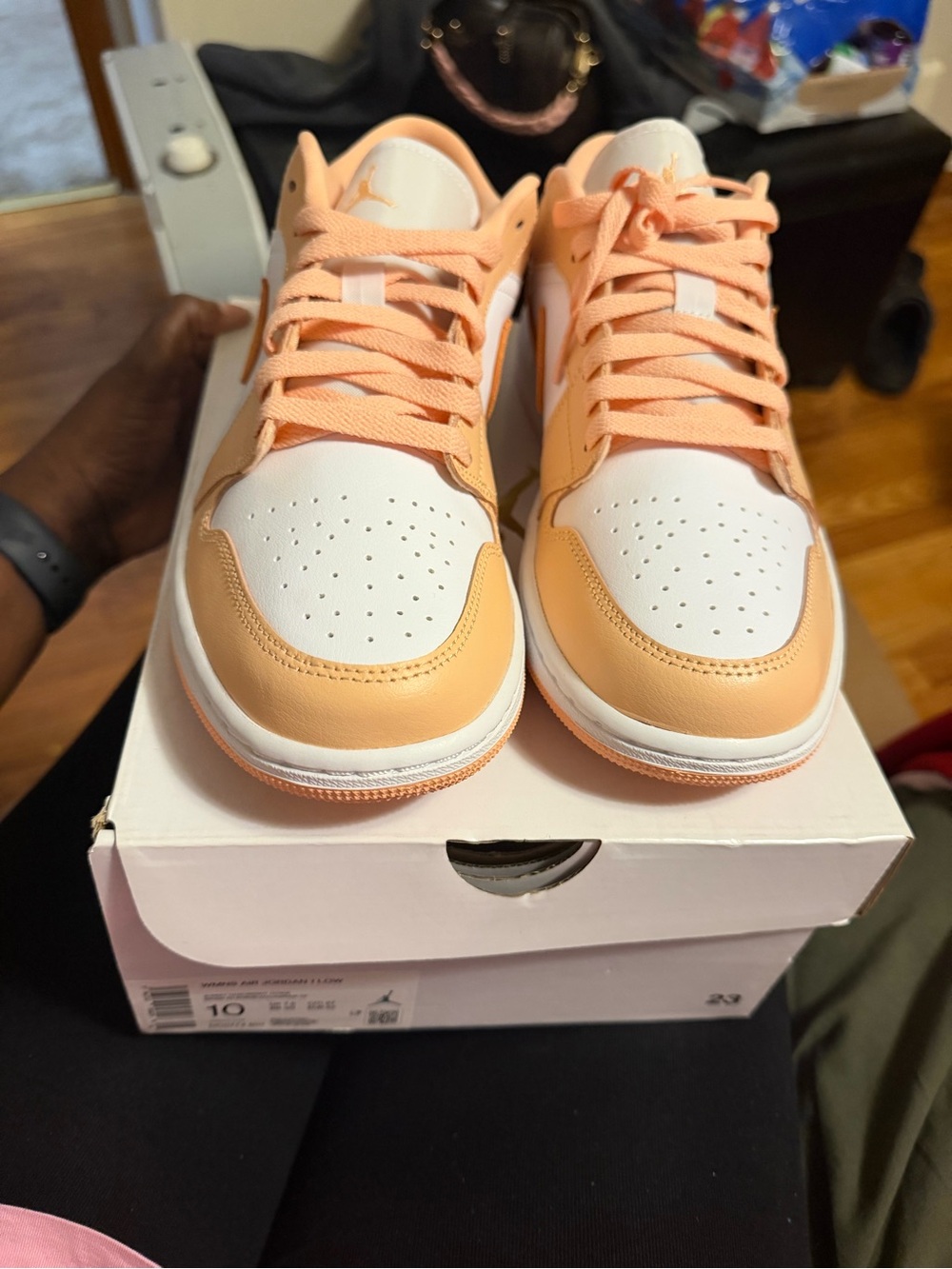 Jordan Low-Top Sneakers in Peach and White